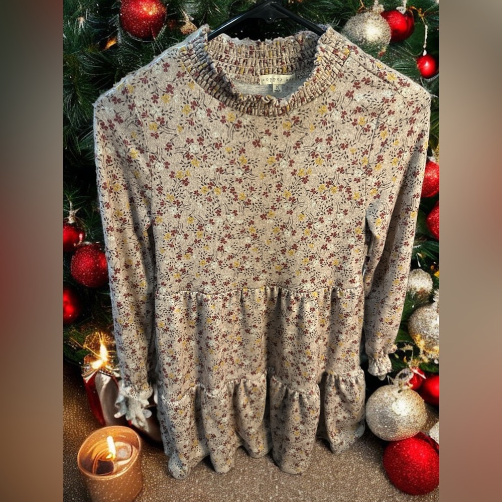 MWOT Copper Key Girls Dress Brown with flowers medium